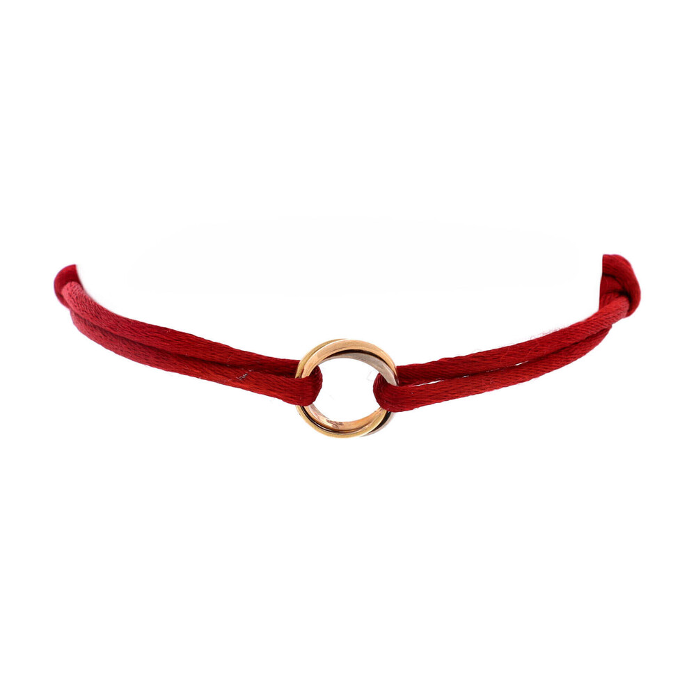 Cartier Trinity On Cord Bracelet Silk Cord with 18K Tricolor Gold